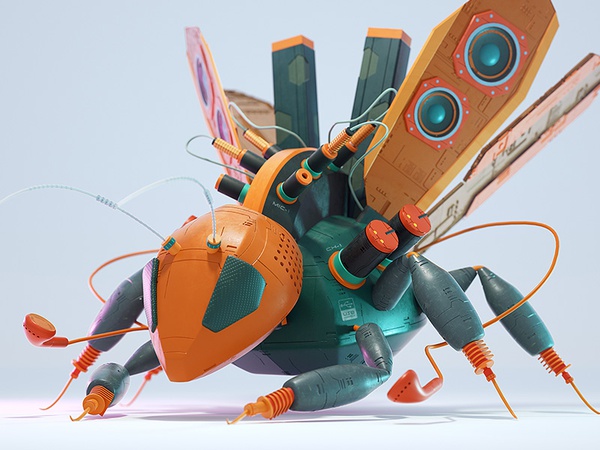 Audio Bug music audio insects 3d character octane cinema4d.jpg