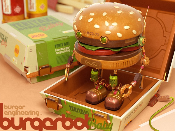 BurgerBot Baby mcdonalds fast food burger render illustration design c.jpg