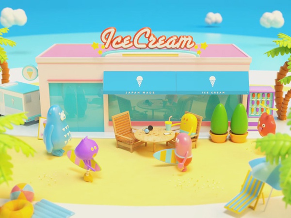 Icecream Island cream ice summer beach octane 3d c4d cinema4d.jpg