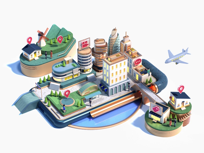 Isetan City low poly town city logo cg miniature toy octane c4d 3d cin.png