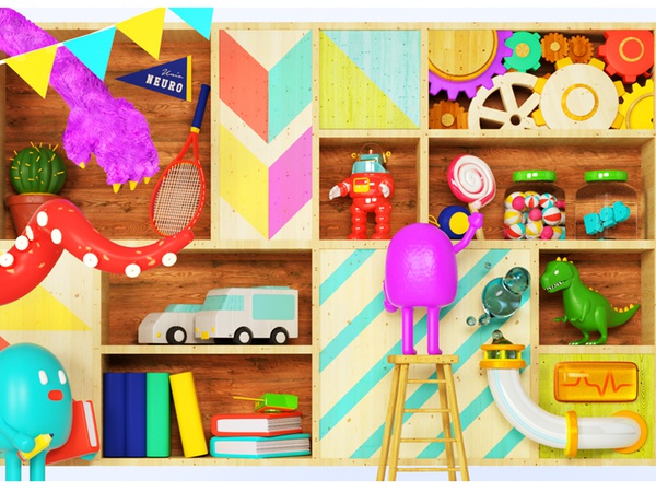 Kids Room Color Shelf octane wood toy shelf 3d colorful cinema4d c4d.jpg