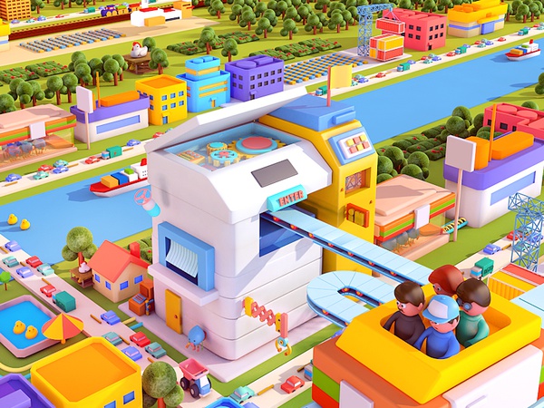 Miniature cityWIP low poly miniature c4d cinema4d 3d city town clay to.jpg