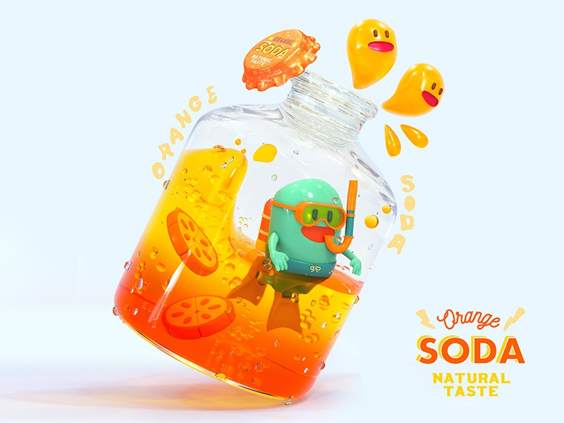 Orange Soda Dive oranges octanerender octane render summer diving oran.jpg