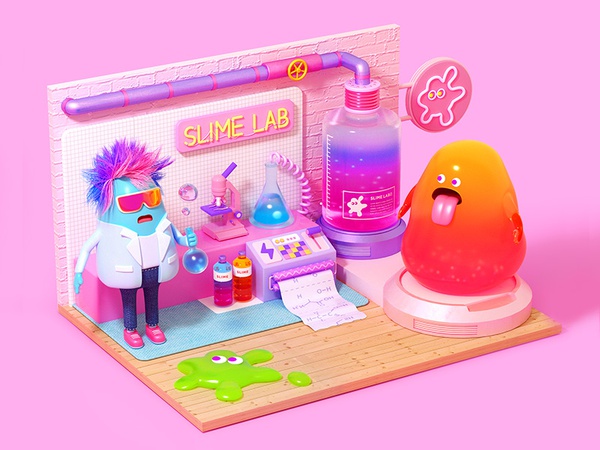 Slime Lab labor slime low poly cg isometric character toy octane c4d 3.jpg