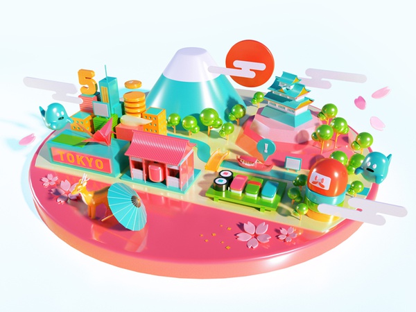 TOKYO toy cute japan tokyo city colorful render octane 3d c4d cinema4d.jpg