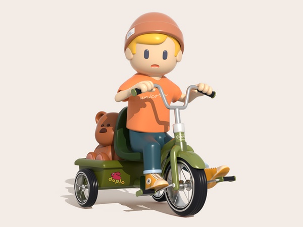 Trike Patrol vehicle trike kids illustration render character c4d 3d c.jpg