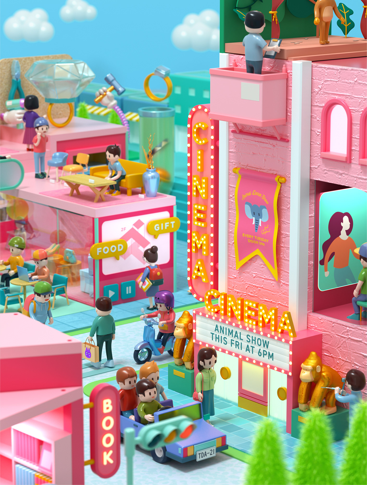 Character cinema4d city Isometric LEGO octane school student town toy (3).jpg