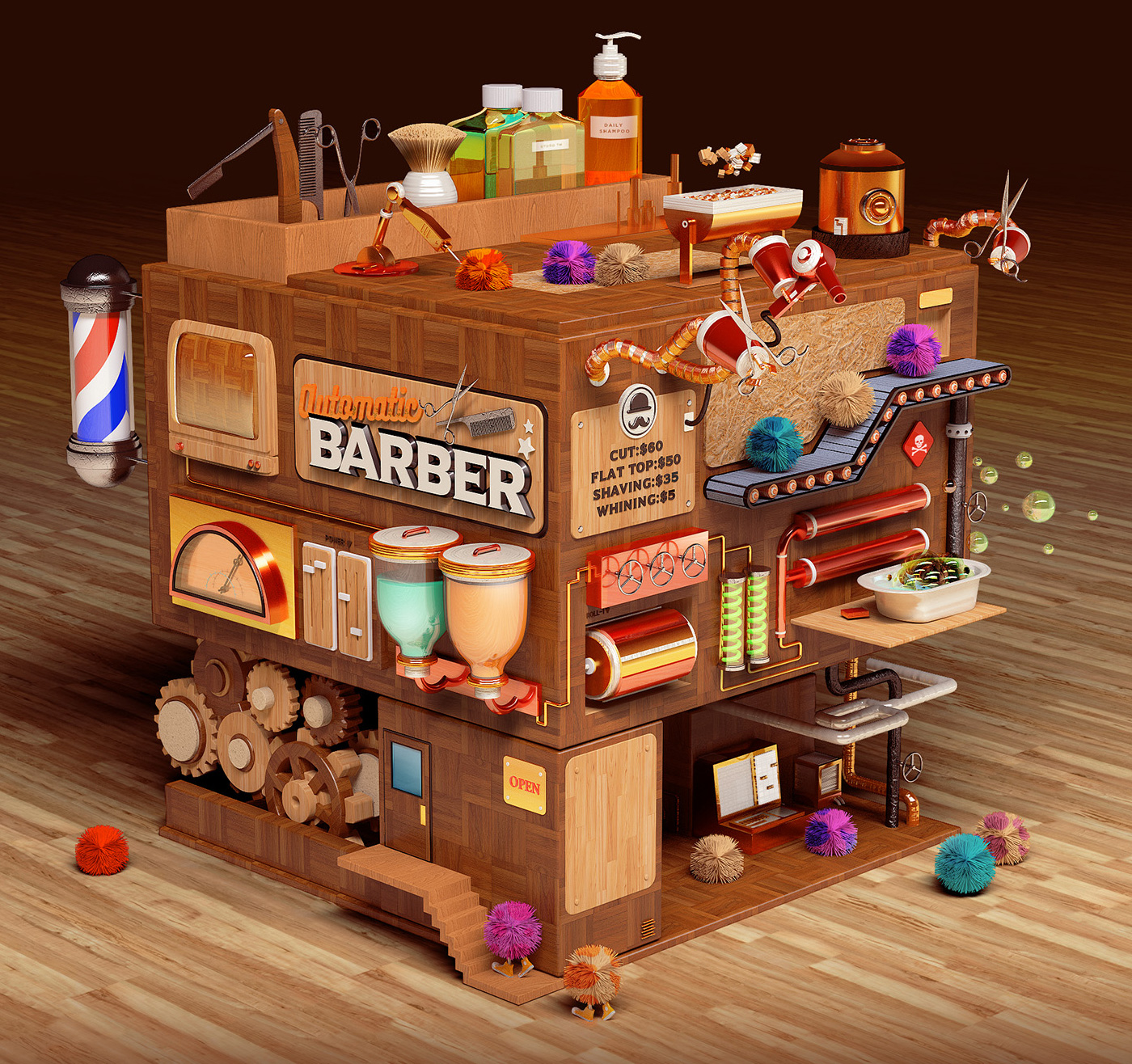 cinema4d c4d Isometric factory wood 3D Type 3D vray octane toy.jpg