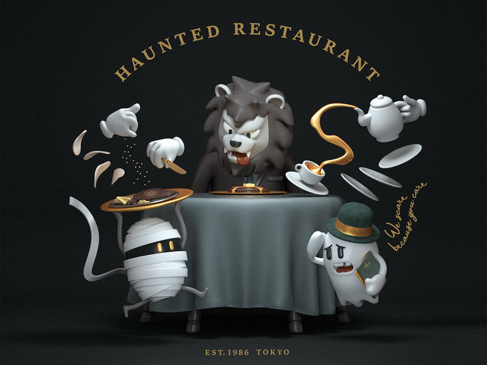Haunted Restaurant ghost dinner restaurant illustration cg toy charact.jpg