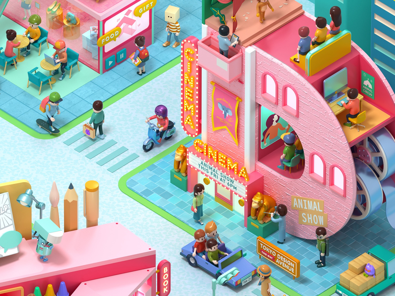 Tokyo Design Academy School Guide town city isometric toy octane c4d 3.jpg