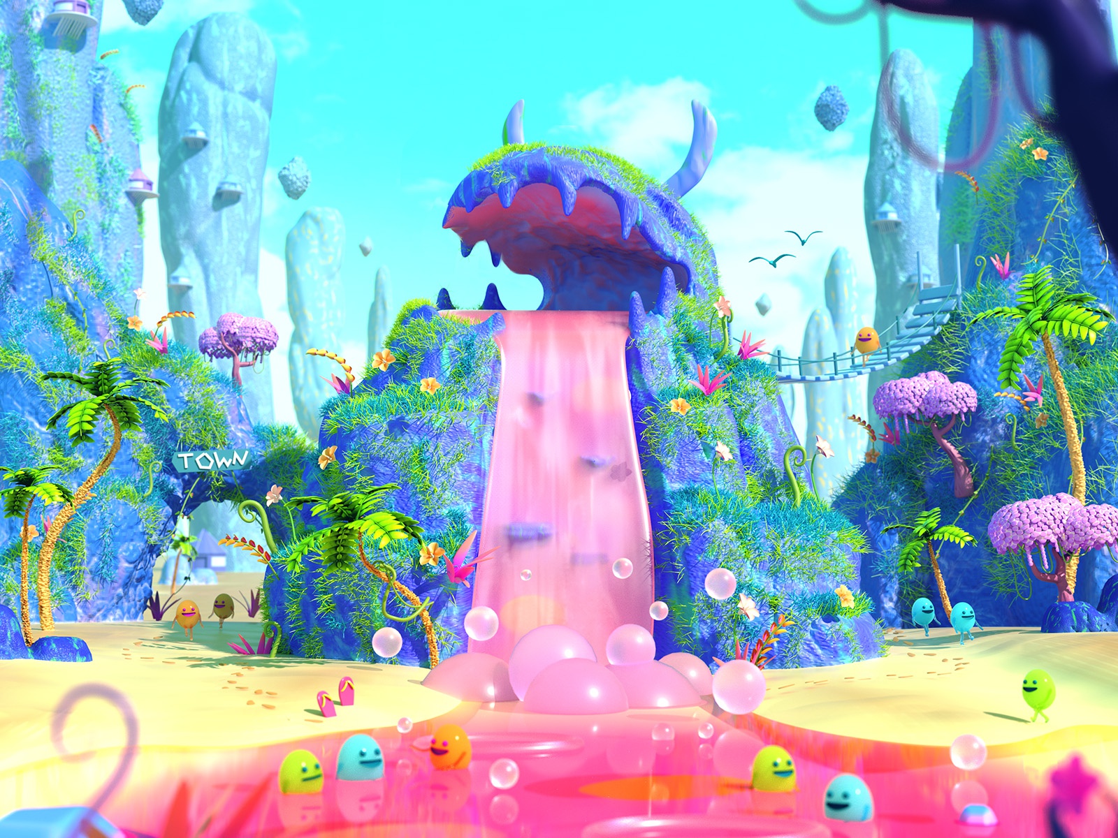Waterfall cute landscape character octane c4d 3d cinema4d.jpg