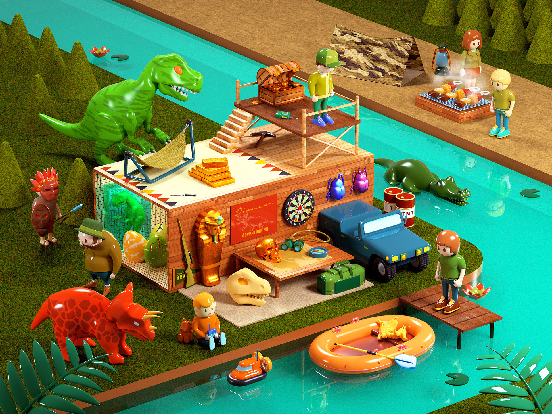 cinema4d octane Miniature LEGO c4d Character city town (4).jpg