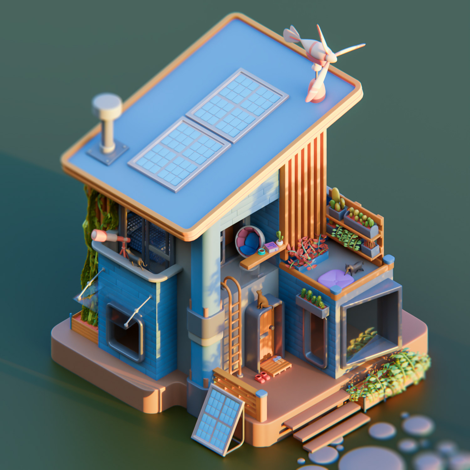 3D architecture blender Diorama house Isometric Low Poly lowpoly Minia.jpg