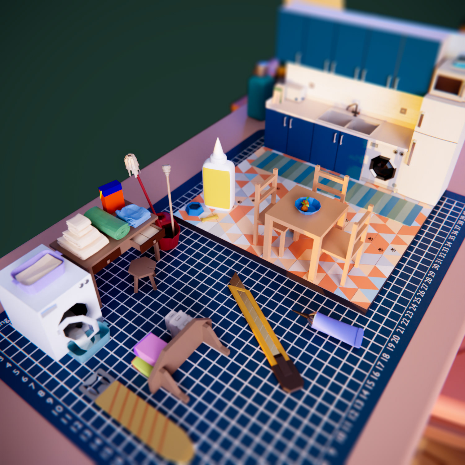 3D bedroom blender Diorama house Isometric Low Poly lowpoly Miniature (6).jpg