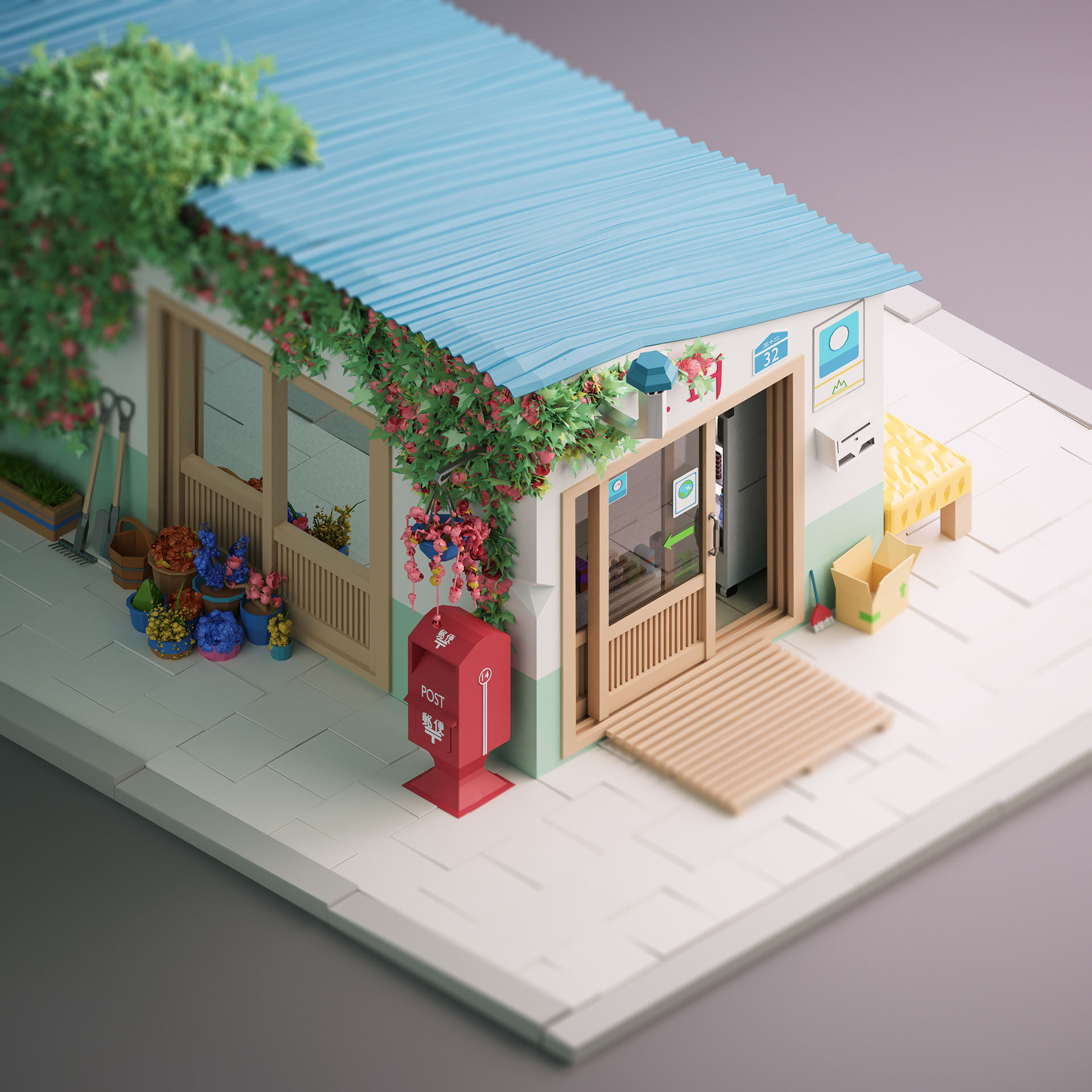 Low Poly Isometric korean Render tiltshift Low poly 3D 3D rendering.jpg