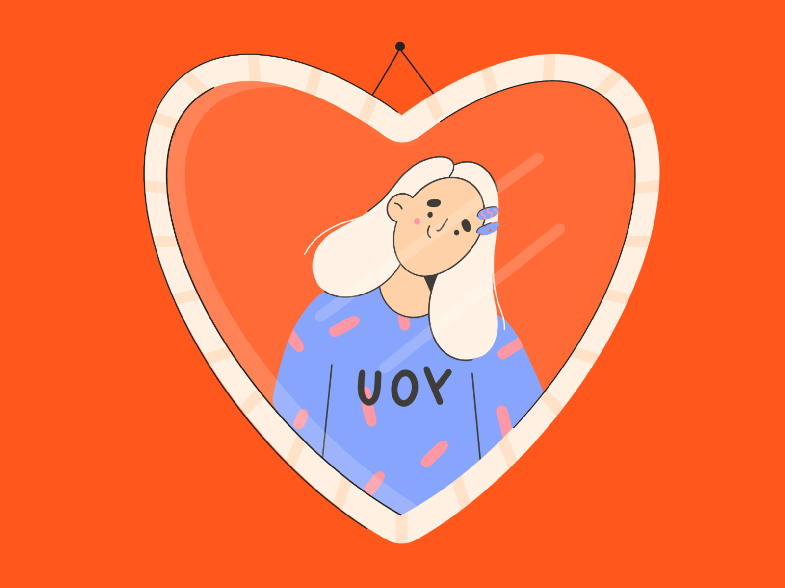 Be good to yourself  mirror you cute heart love girl illustration 2d c.png