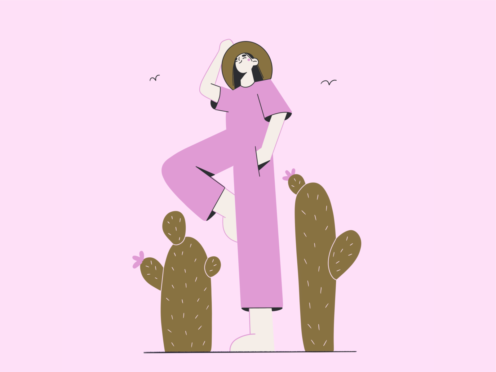 Cactus  pink nature cactus illustration 2d design girl vector art face.png