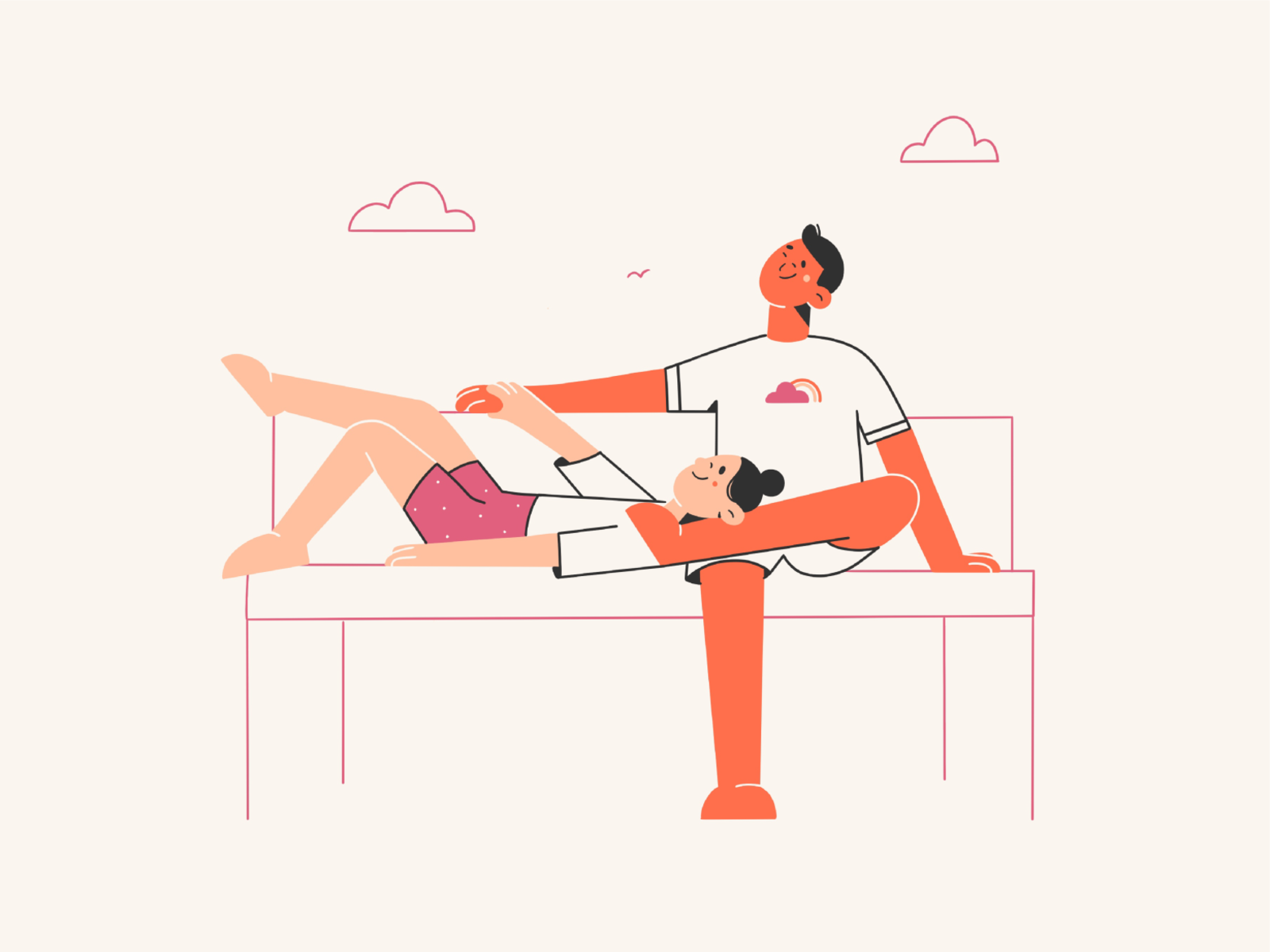 Chill in the park line art pattern vector sun clean design minimal art.png