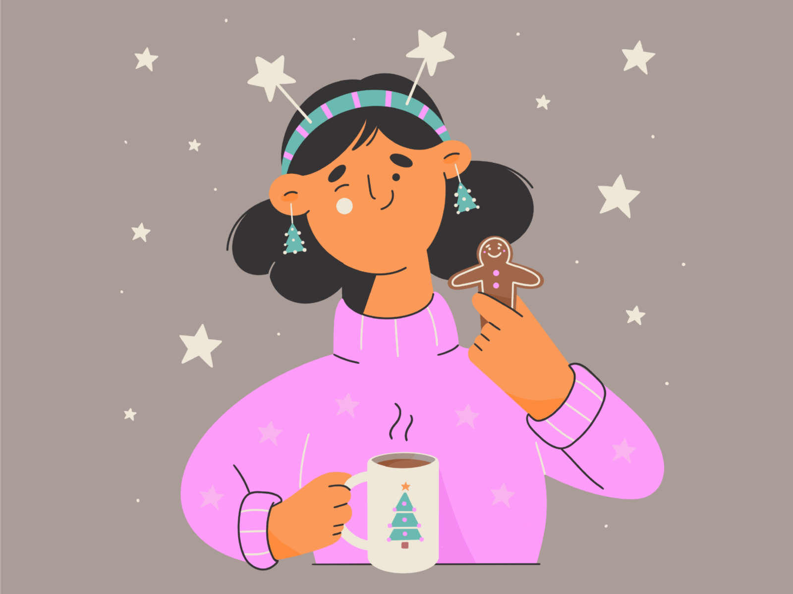 Christmas is coming! challenge girl cozy stars christmas tree christma.png