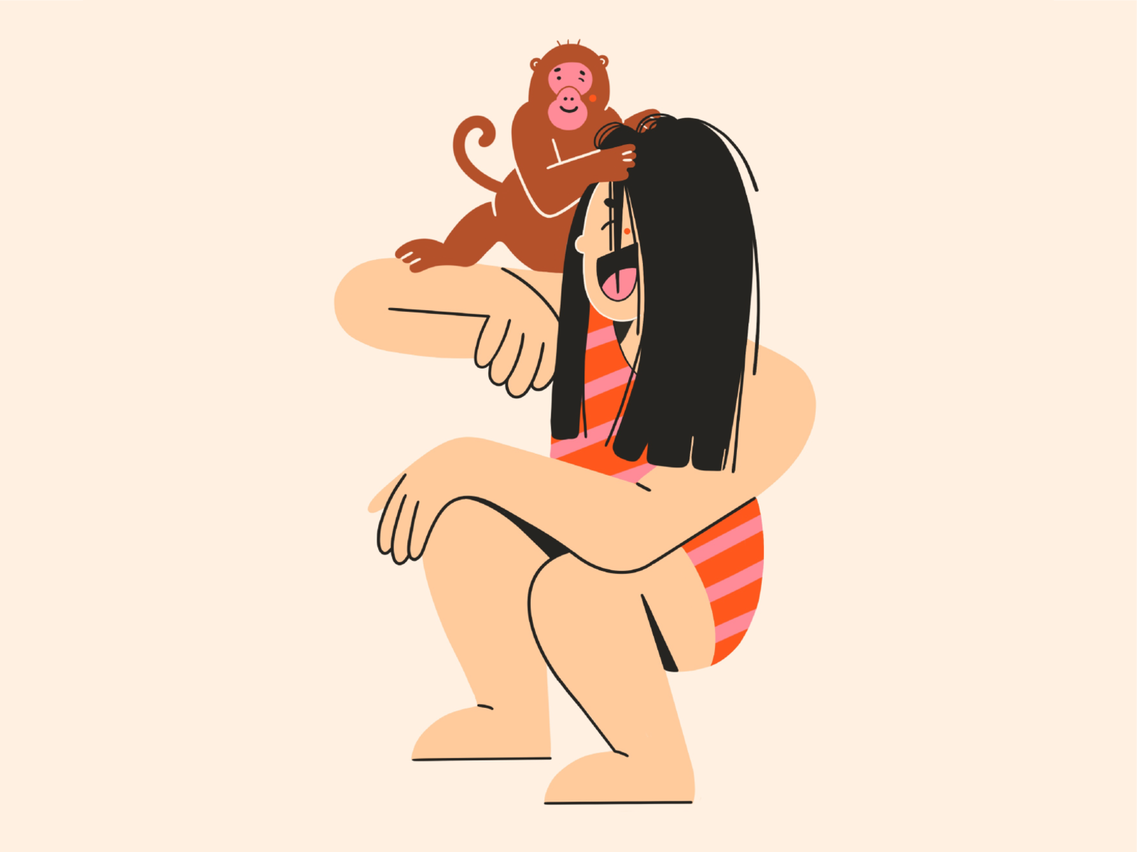 Crazy monkey  cute fun minimal modern vector design vector illustratio.png