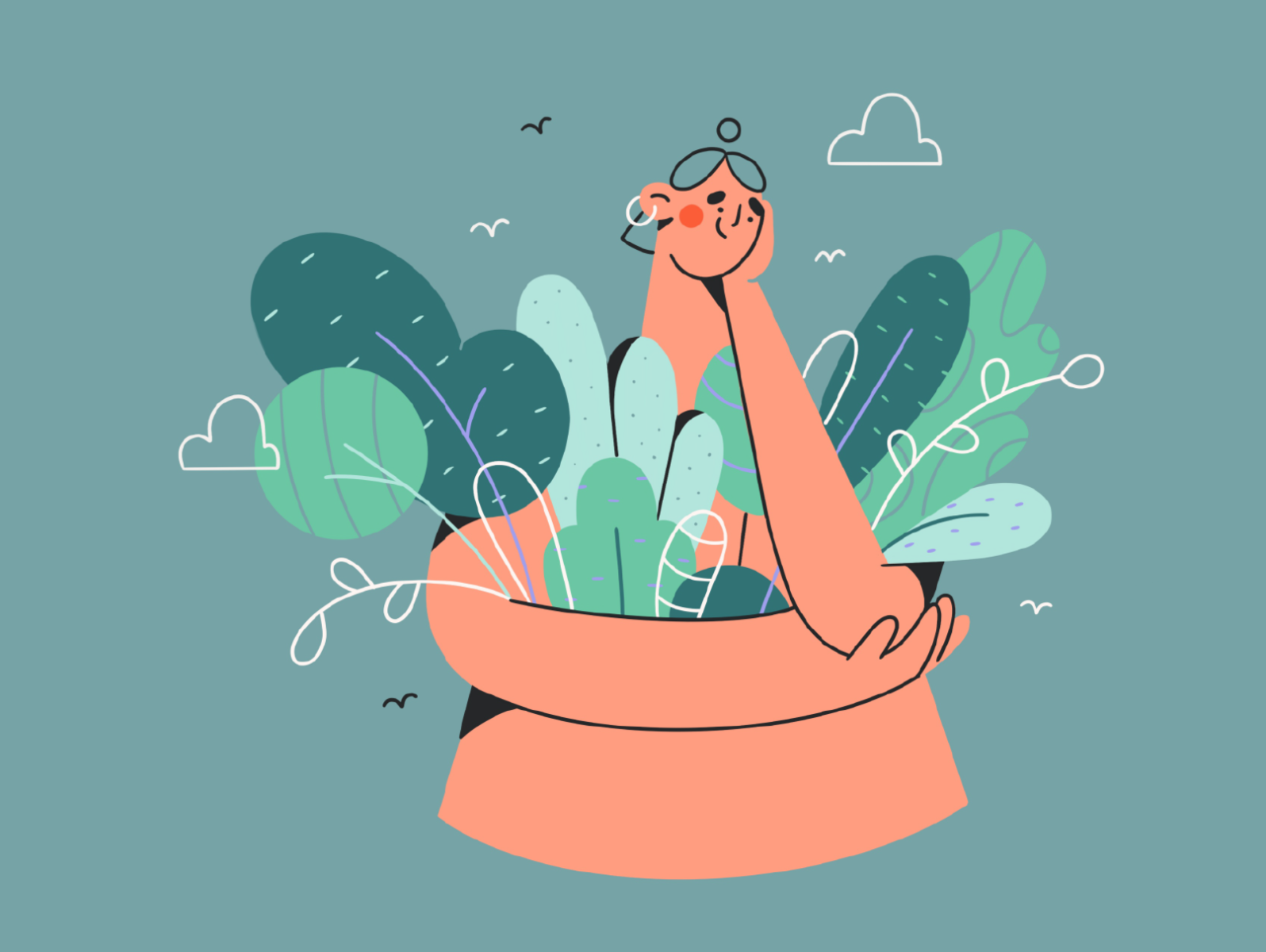 Embracing nature green plants nature lover nature simple illustration.png