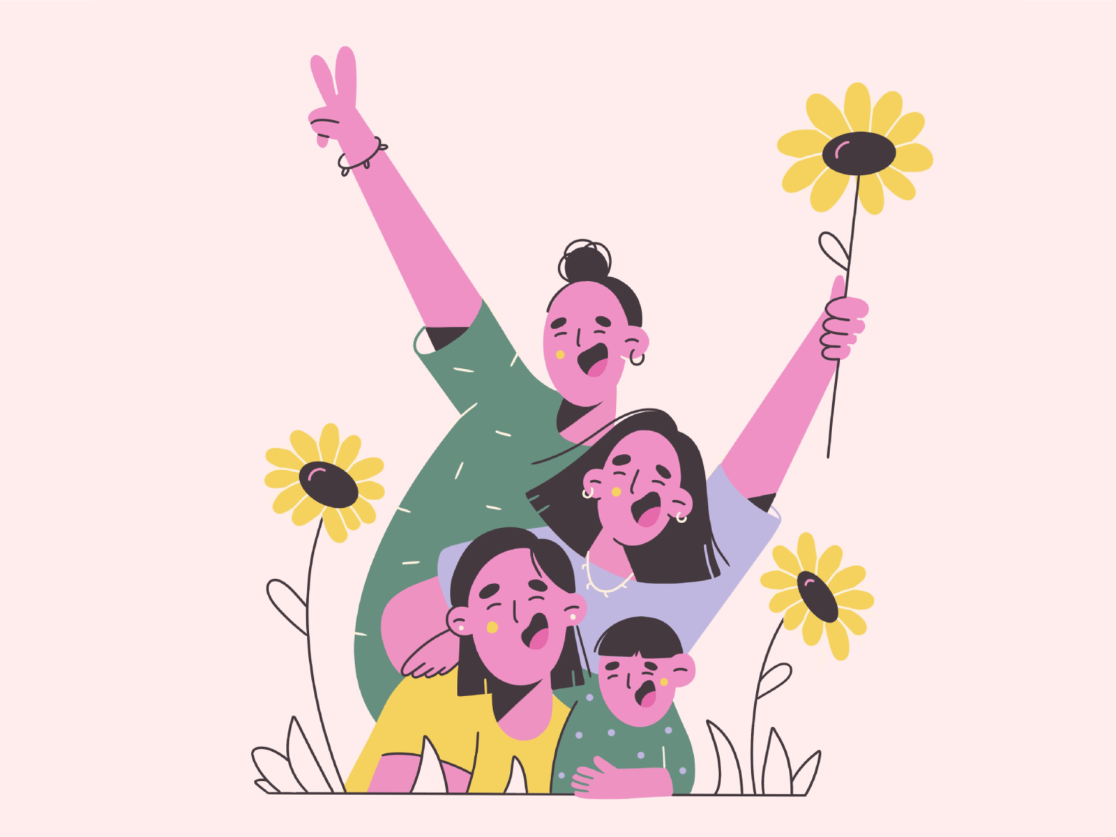 family time flat illustration vector illustration pattern cute fun lov.png
