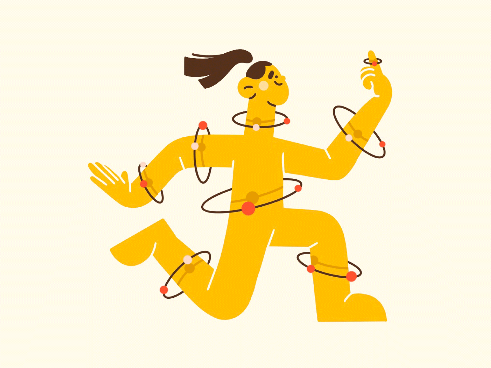 fun exercise girl yellow lines shapes fun illustration space cute char.png