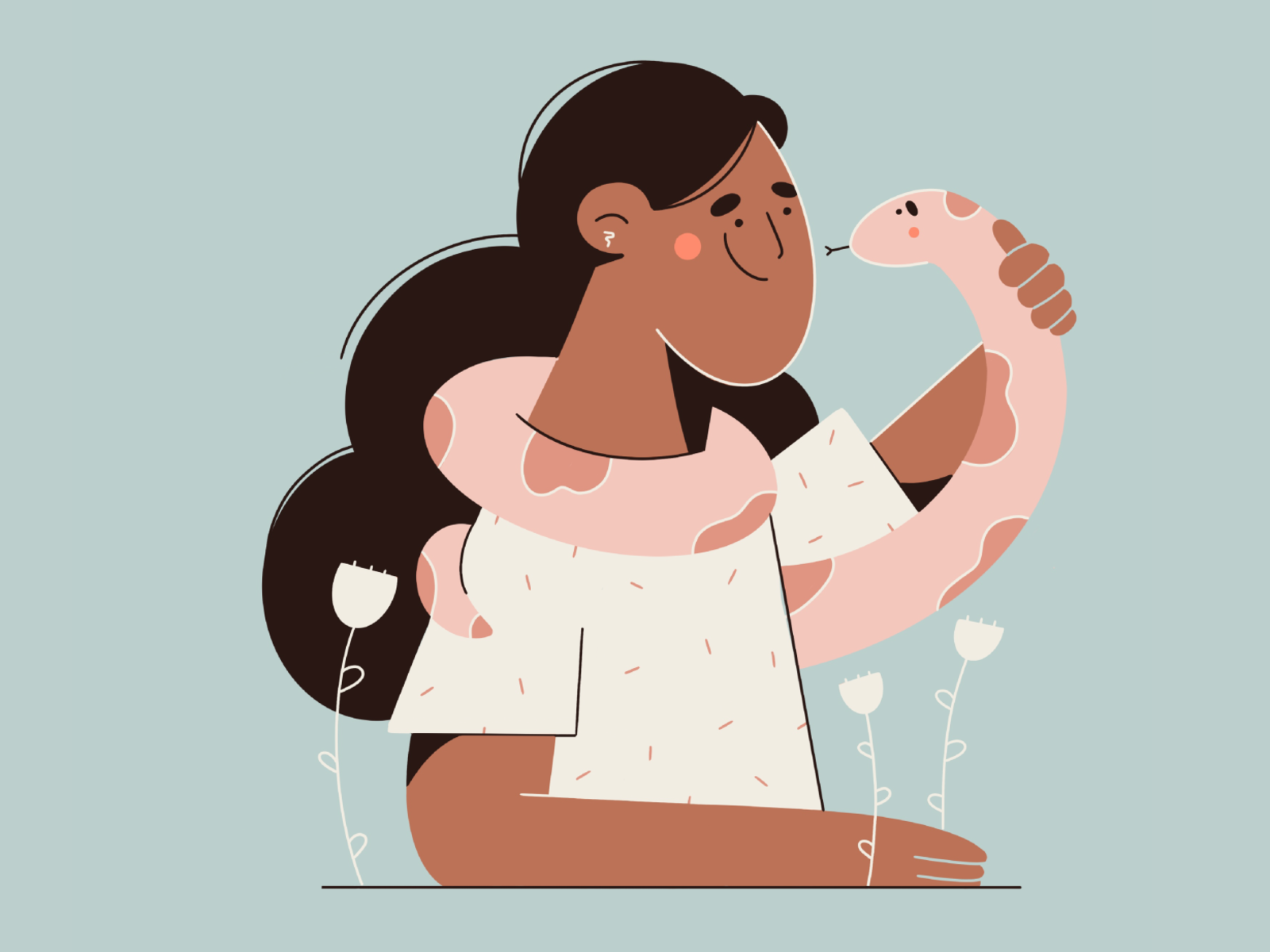 Forever friends animals animal friends pattern plants cute girl face s.png