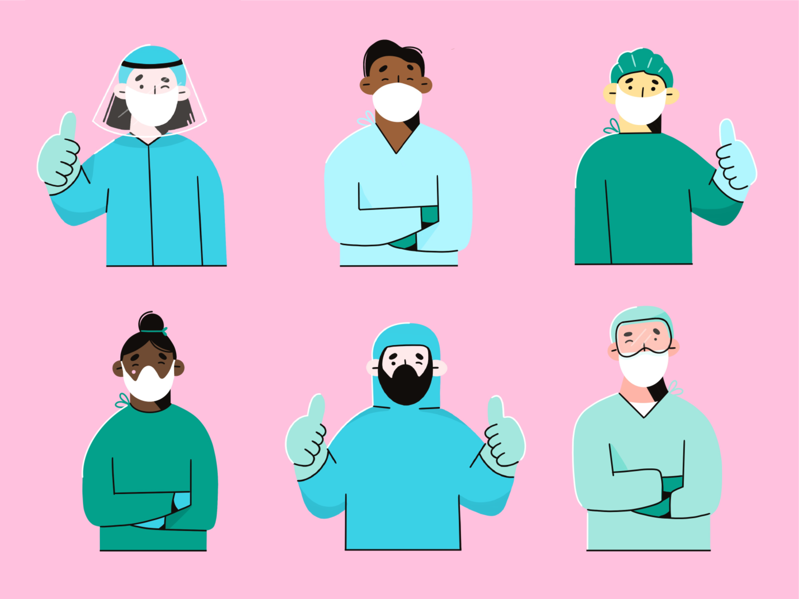 Heroes! illustration 2d icons heroes coronavirus covid19 thank you nur.png