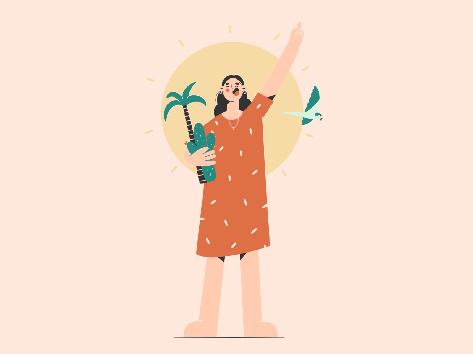Holidays on the island holiday summer sun cactus palmtree parrot girl.png