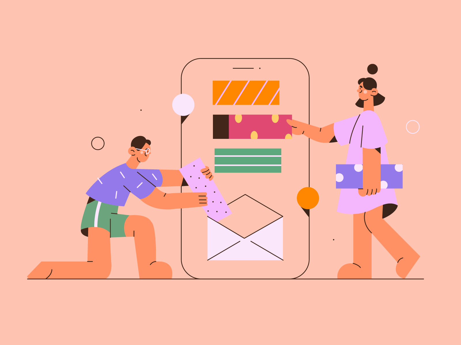 Illustrated for Vouchr app illustration message work phone shapes vect.png