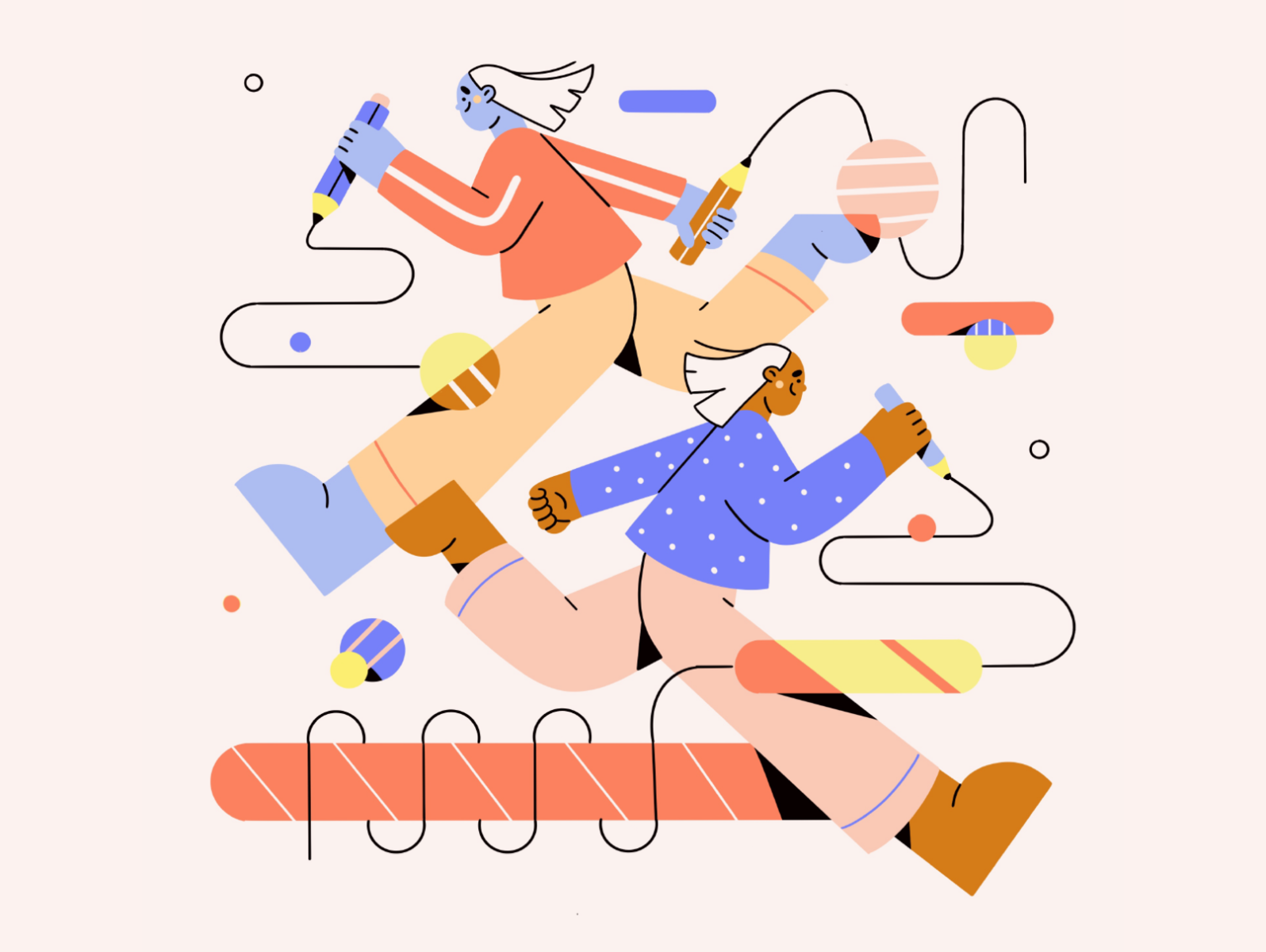 Illustrator pencil runner run faces cute lines colors illustrator work.png