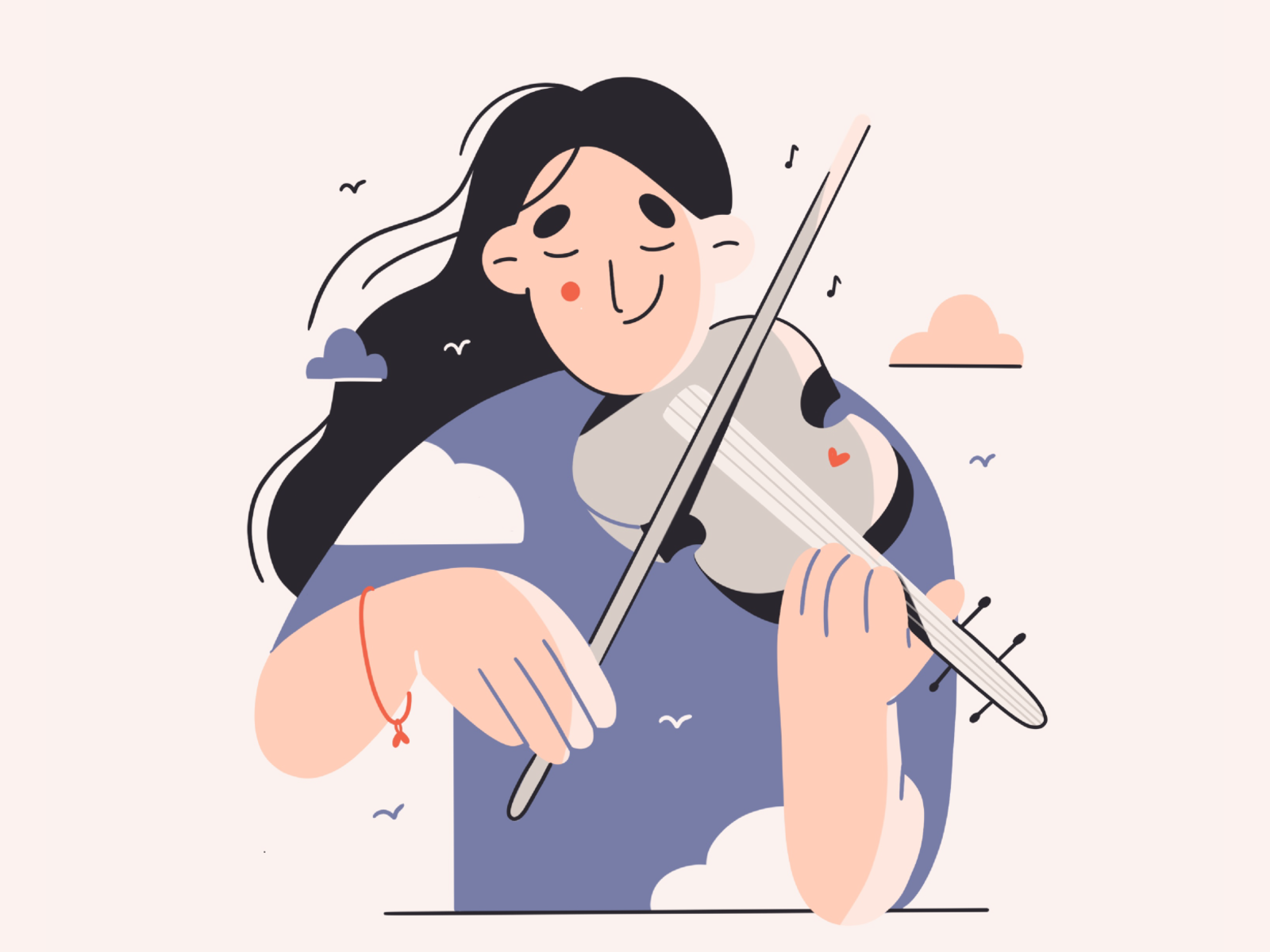 In the clouds girl heaven dreams dream music clouds minimal art clean.png