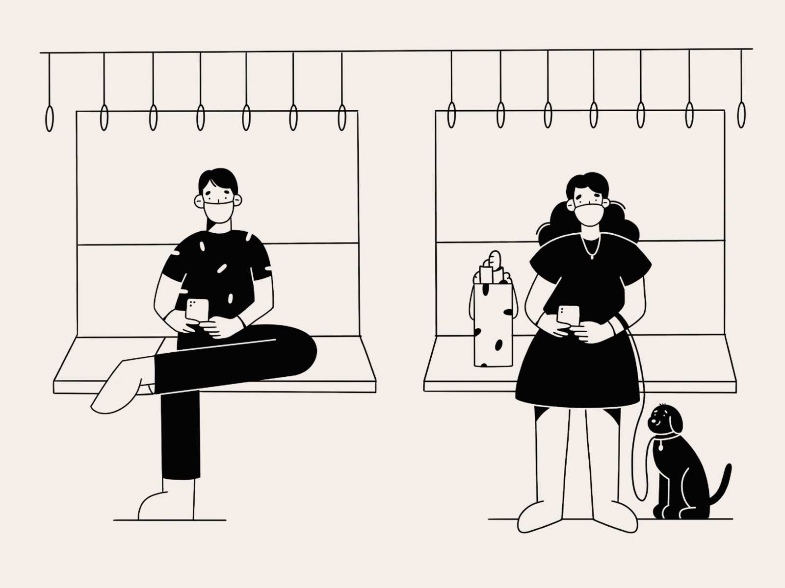 In the subway minimal art doggy dog metro subway people character desi.png