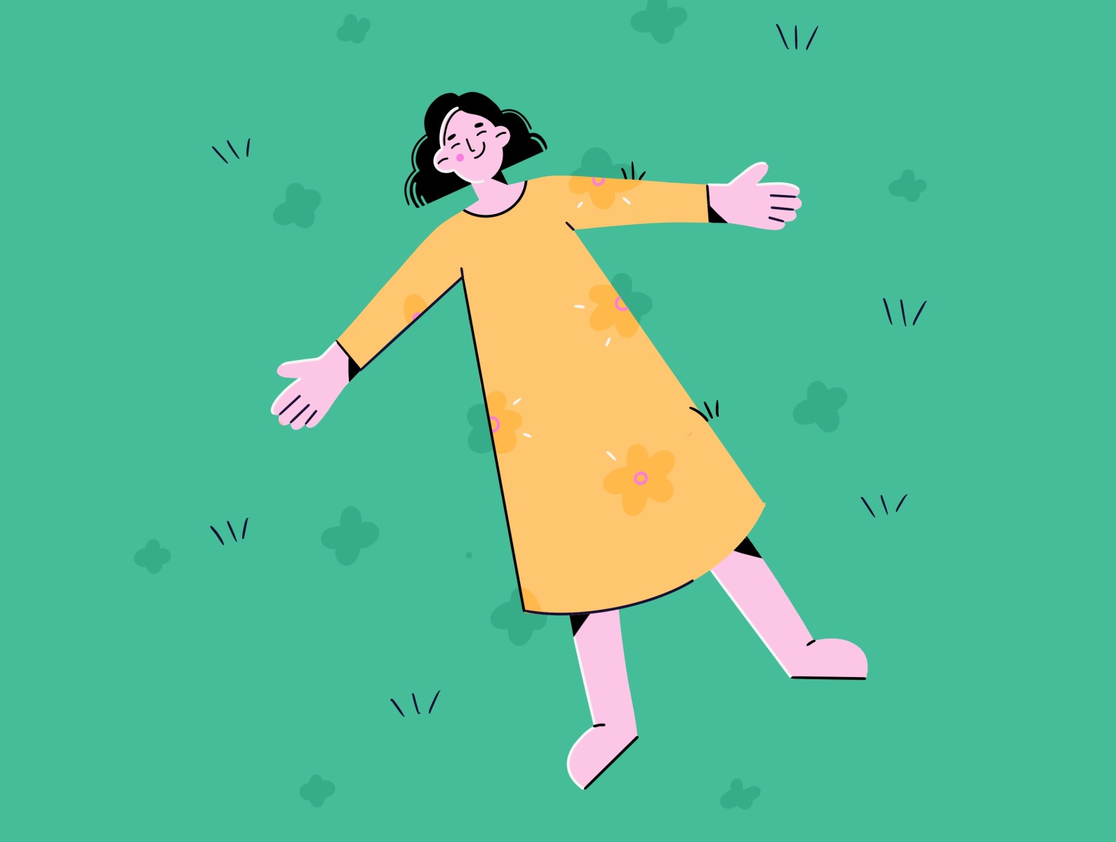 Nap on the grass nap grass park chill summer face girl characters mini.jpg