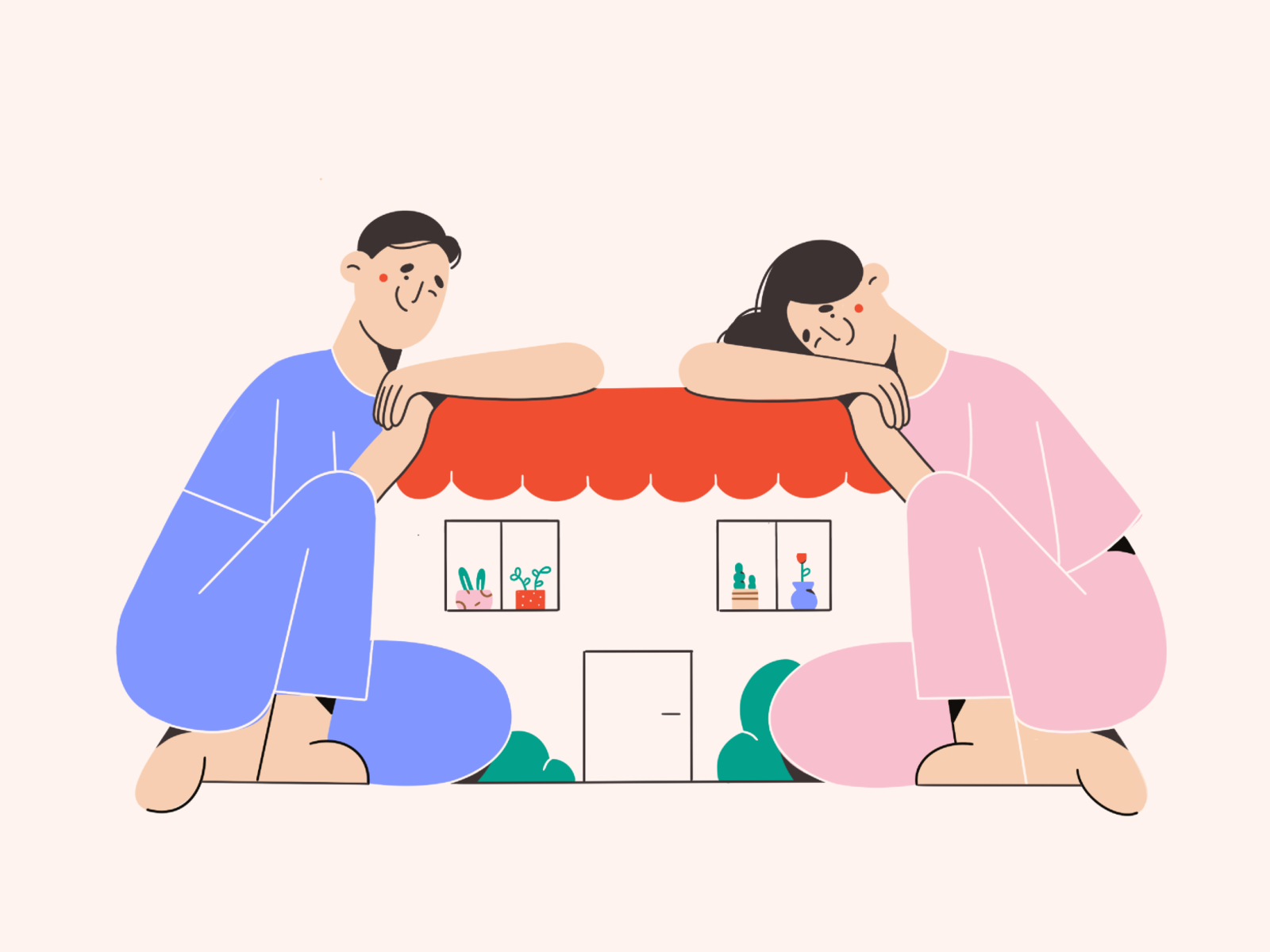 New home couple boy girl love home family minimal art clean illustrati.png