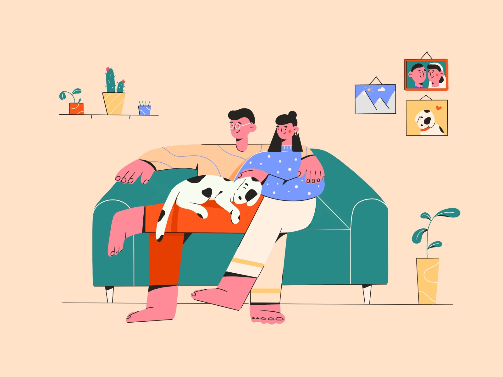 Perfect evenings! lines clean painting 2d vector simple minimal love p.jpg