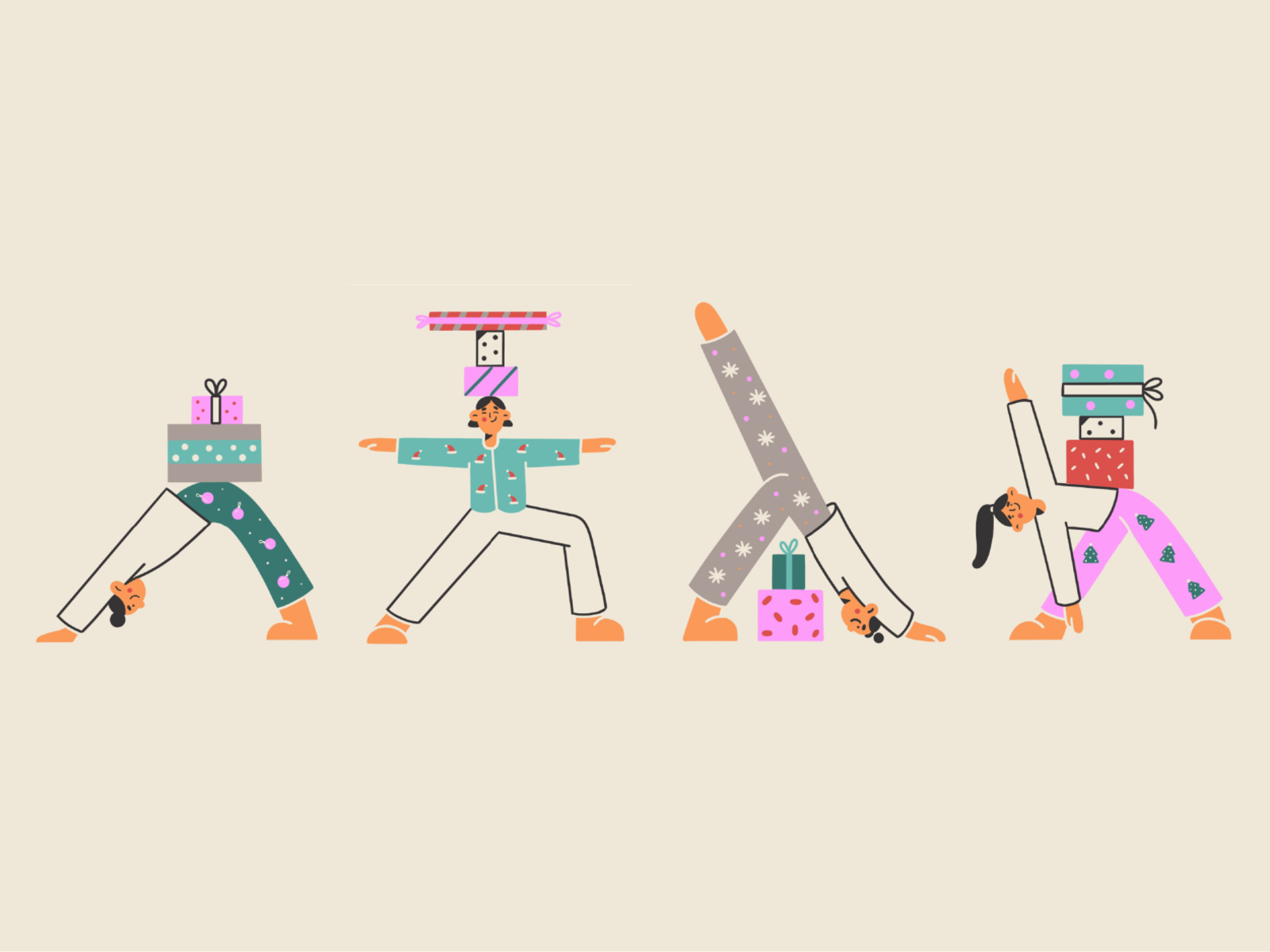 present yoga people freinds winter presents christmas minimal art mini.png