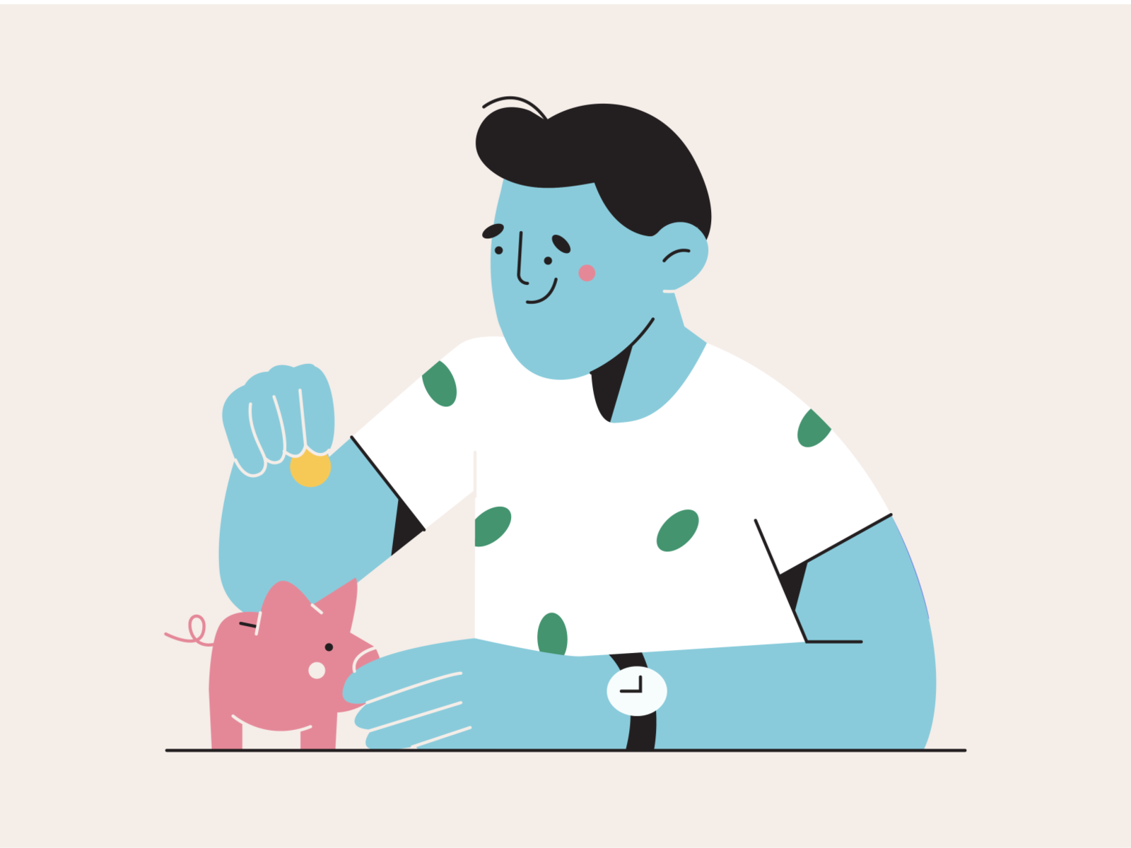 saving piggy bank save saving flat minimal face minimal art vector ill.png