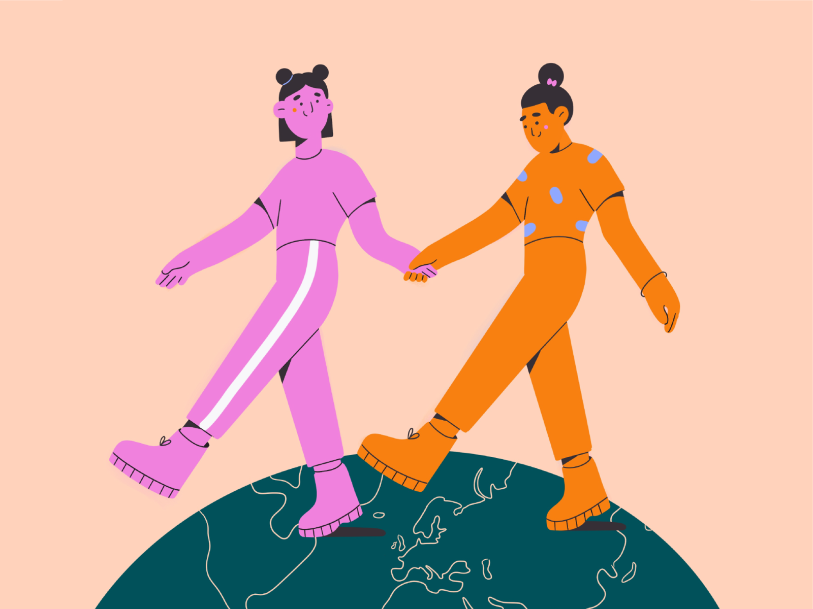 Together around the world earth world friends traveling travel illustr.png