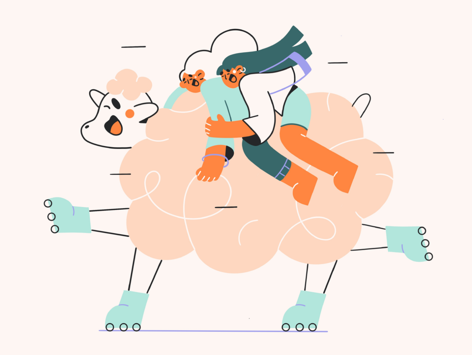 WEEKEND lineart colors weekend fun girls sheep web illustration minima.png