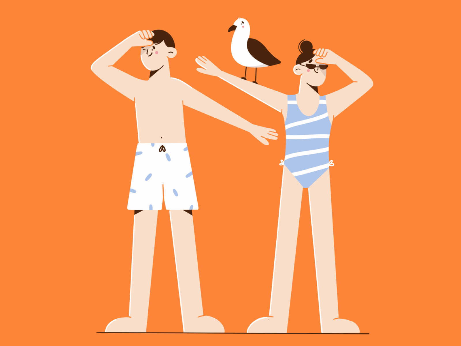 where are you bird warm people couple summer swim wear swimsuit beach.png