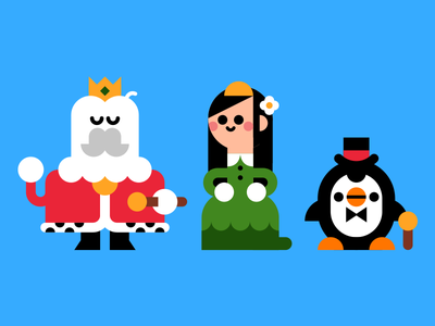 A king, a queen, a penguin characters vector cute penguin queen king.png