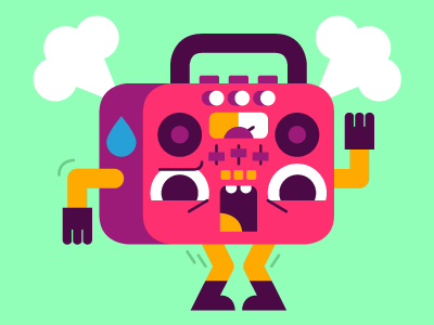 Cant stop the beat! character boombox cute vector.png