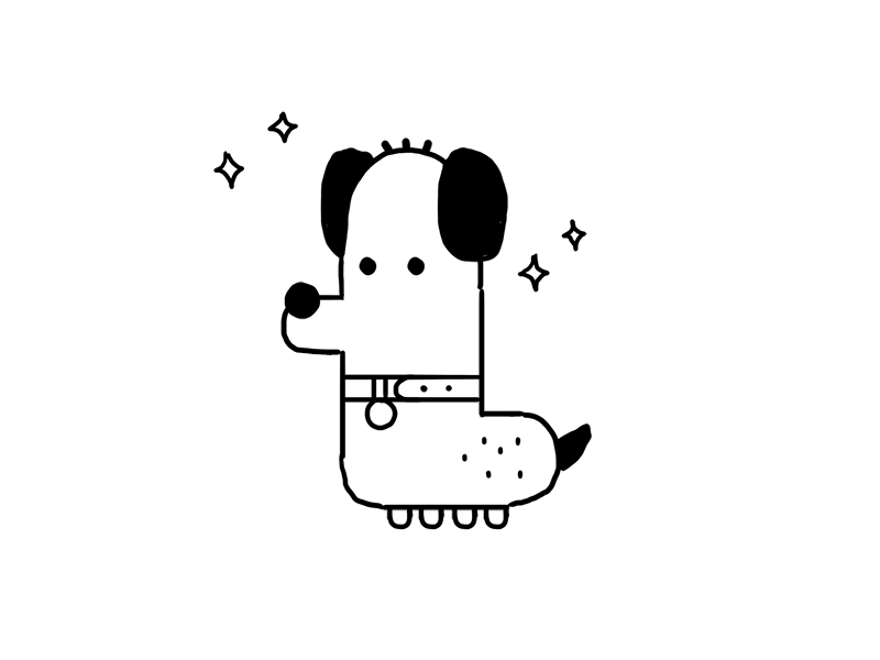 Dog doodle process cute dog vector.gif