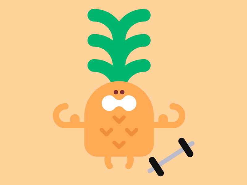 Very strong pineapple vector character cute.png