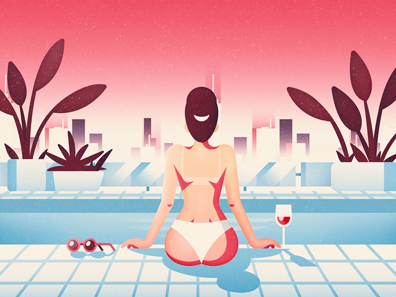 Drink by the pool grain glass drink sky plant vector illustration flat.jpg