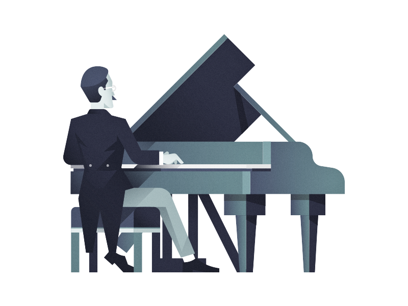 Piano Player piano flat illustration character classic shadow retro gl.png
