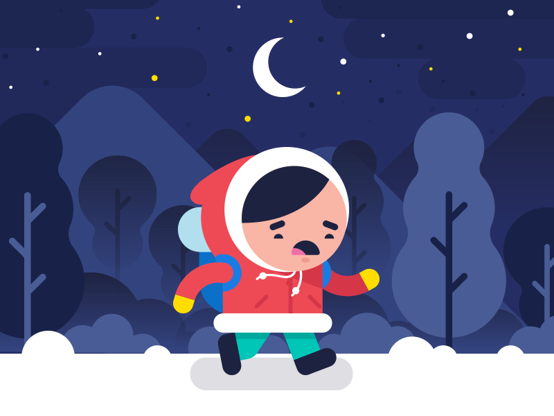 Run Away! character art concept illustration snow winter tree stars ni.png