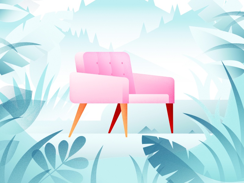 Welcome to the jungle flat illustration chair jungle vector print art.jpg
